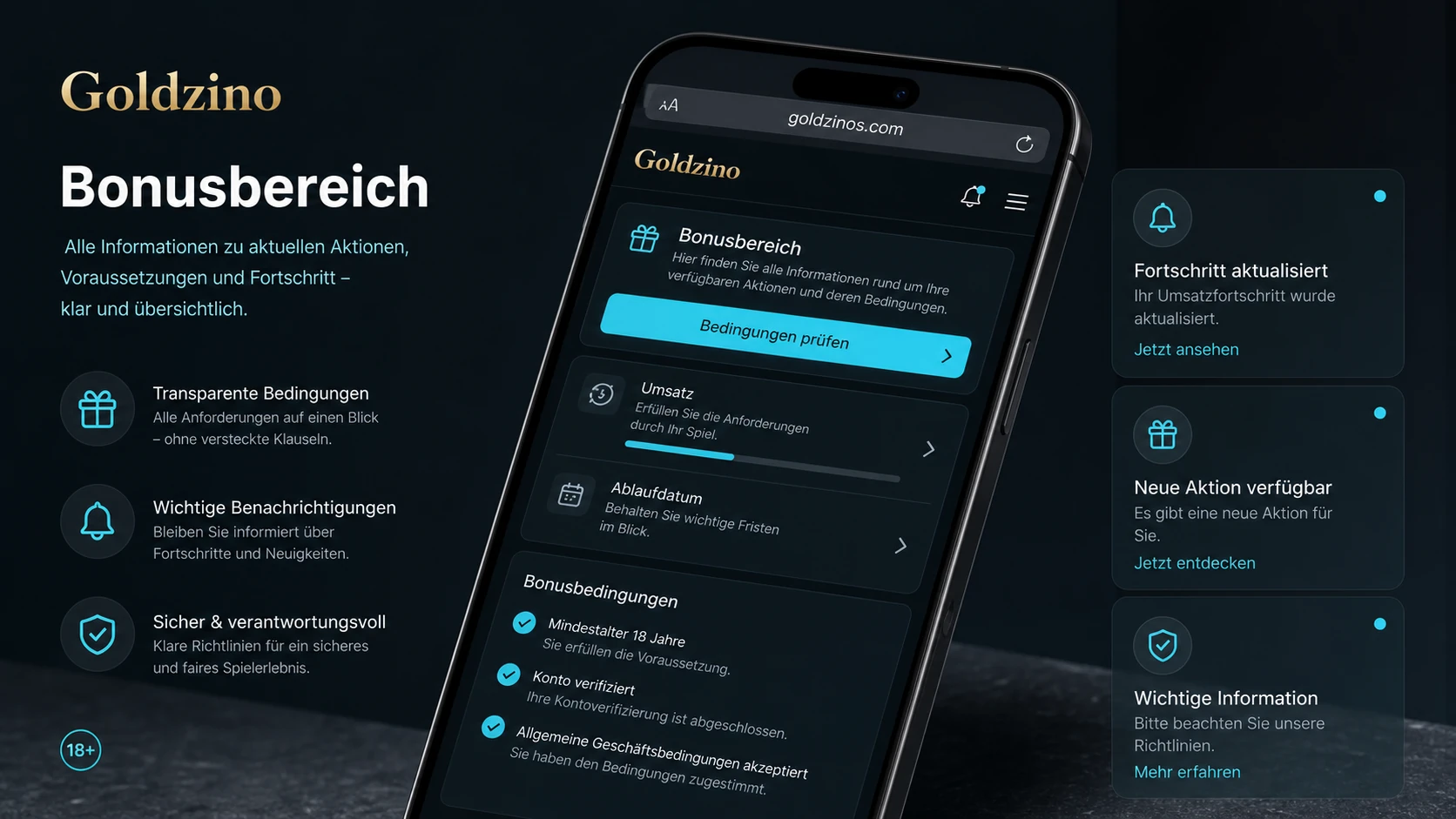 Bonusbereich und Push-Nachrichten