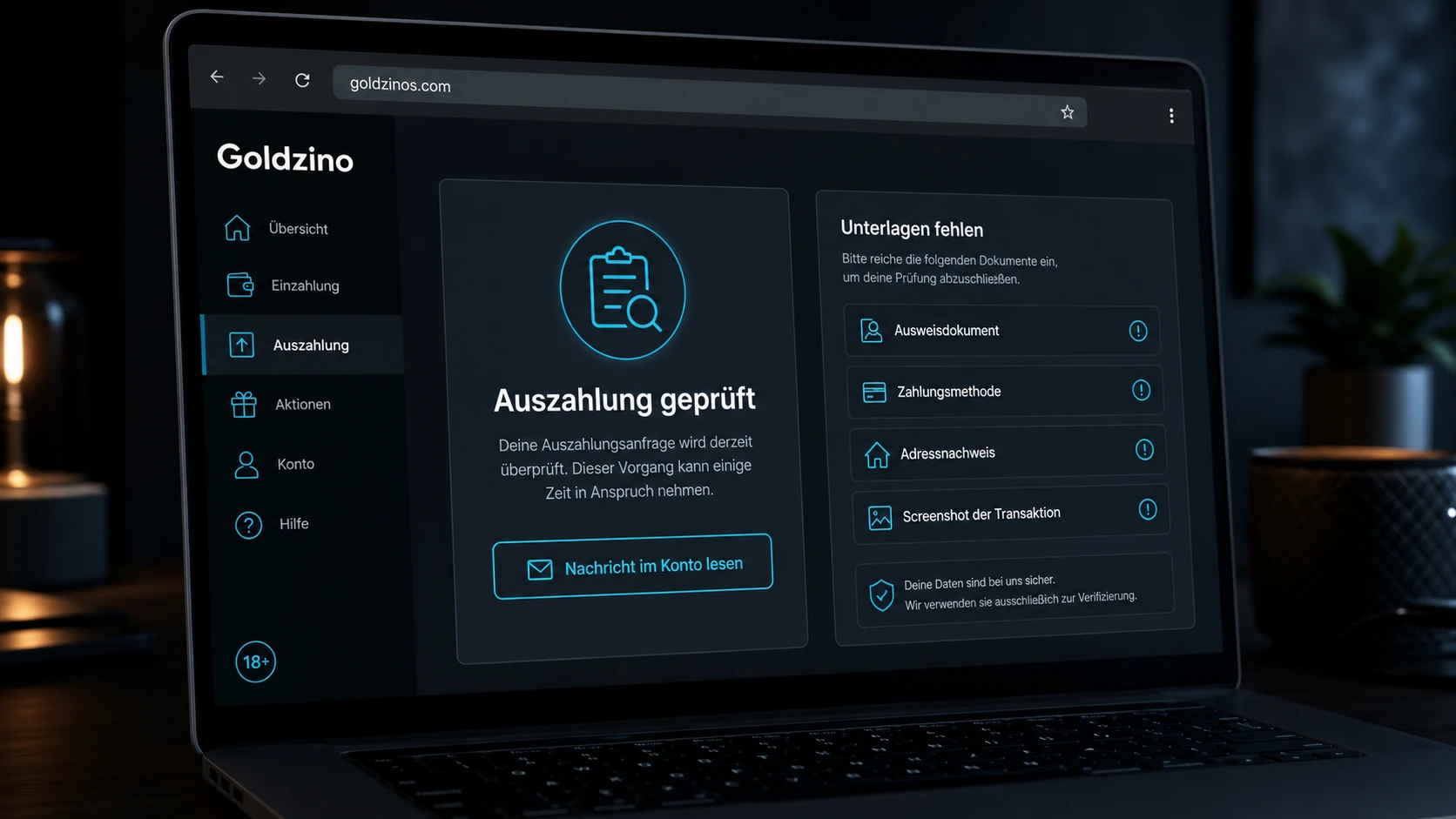 Wenn eine Auszahlung geprüft oder abgelehnt wird